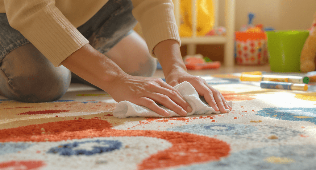راهنمای کامل لکه‌بری فرش کودک: ۸ روش تضمینی برای تمیزی عمیق